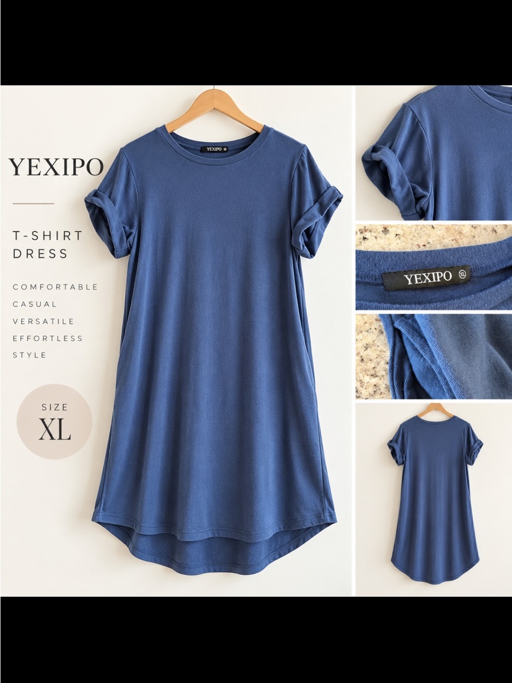 Blue T-Shirt Dress - Women's Casual Tee Dress